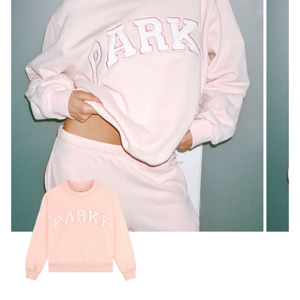 PARKE new varsity Mock neck sweatshirt in ballet pink L/XL
